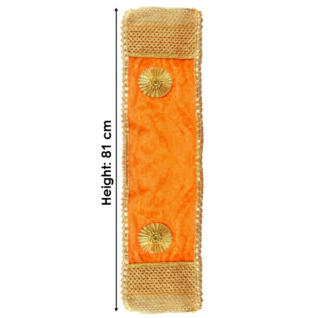 Premium Designer Orange Velvet Ganpati Idol Patka