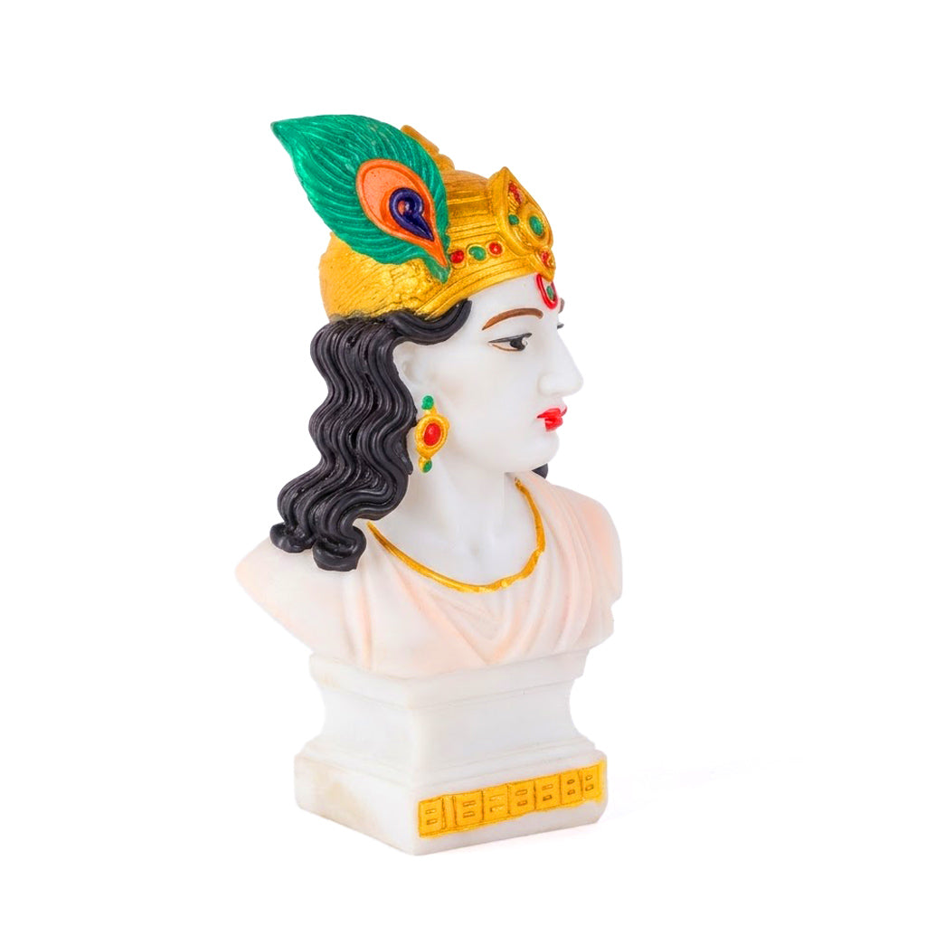 Premium Hand Painted Marble Dust Krishna Bust Statue