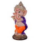 Premium Hand-Painted Playing Flute Resin Ganpati Statue