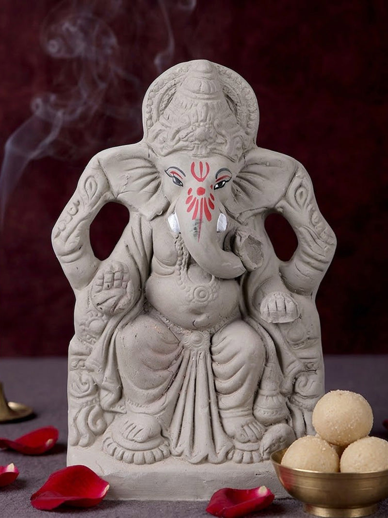 9 Inch Eco Friendly Ganesha Idol in Traditional Sitting Pose