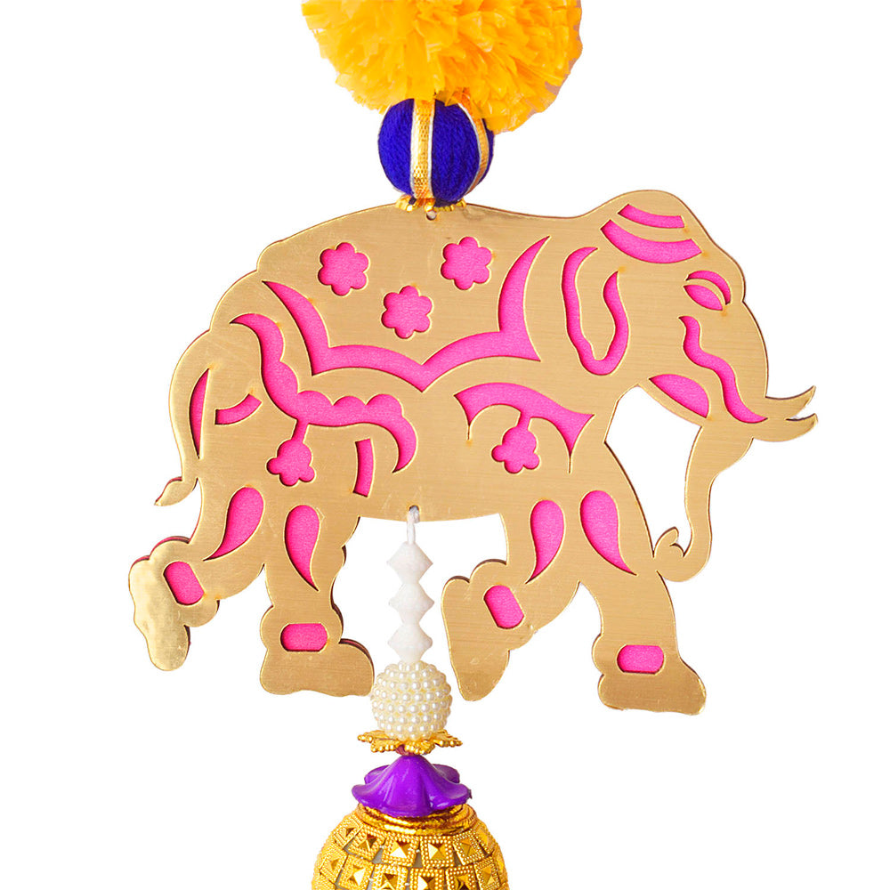Handcrafted Floral Door Hanging Bandhanwar with Elephant Cutout