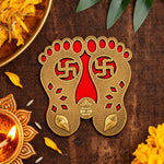 Gold & Red Charan Paduka Door Entrance Sticker