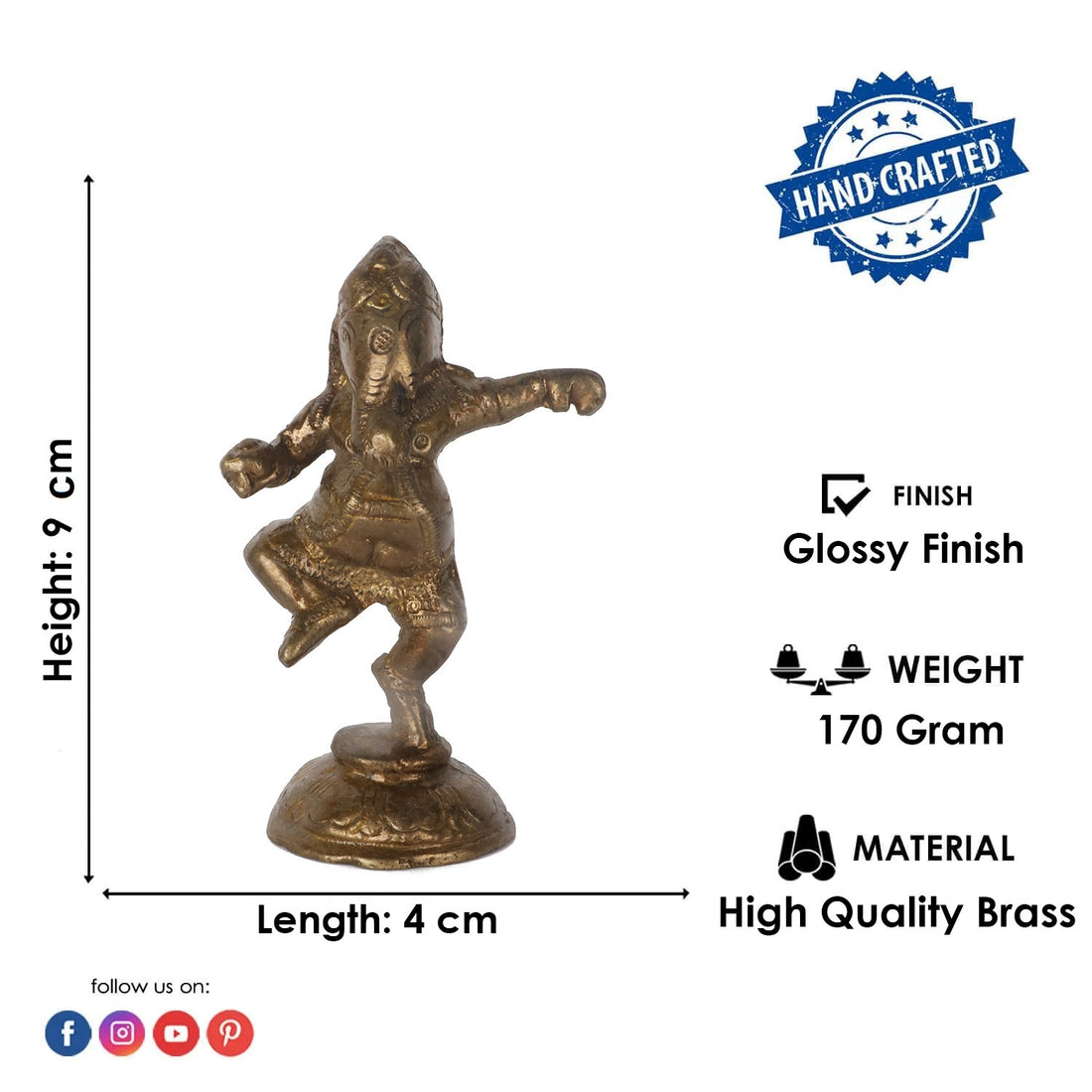 3.5 Inch Brass Dancing Ganesh Idol
