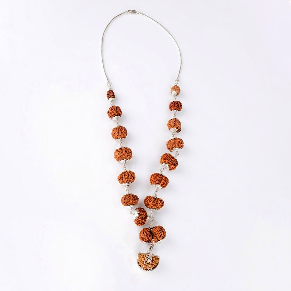 Siddha Mala with 1 Mukhi Half Moon (Silver Chain, Nepal Collector)