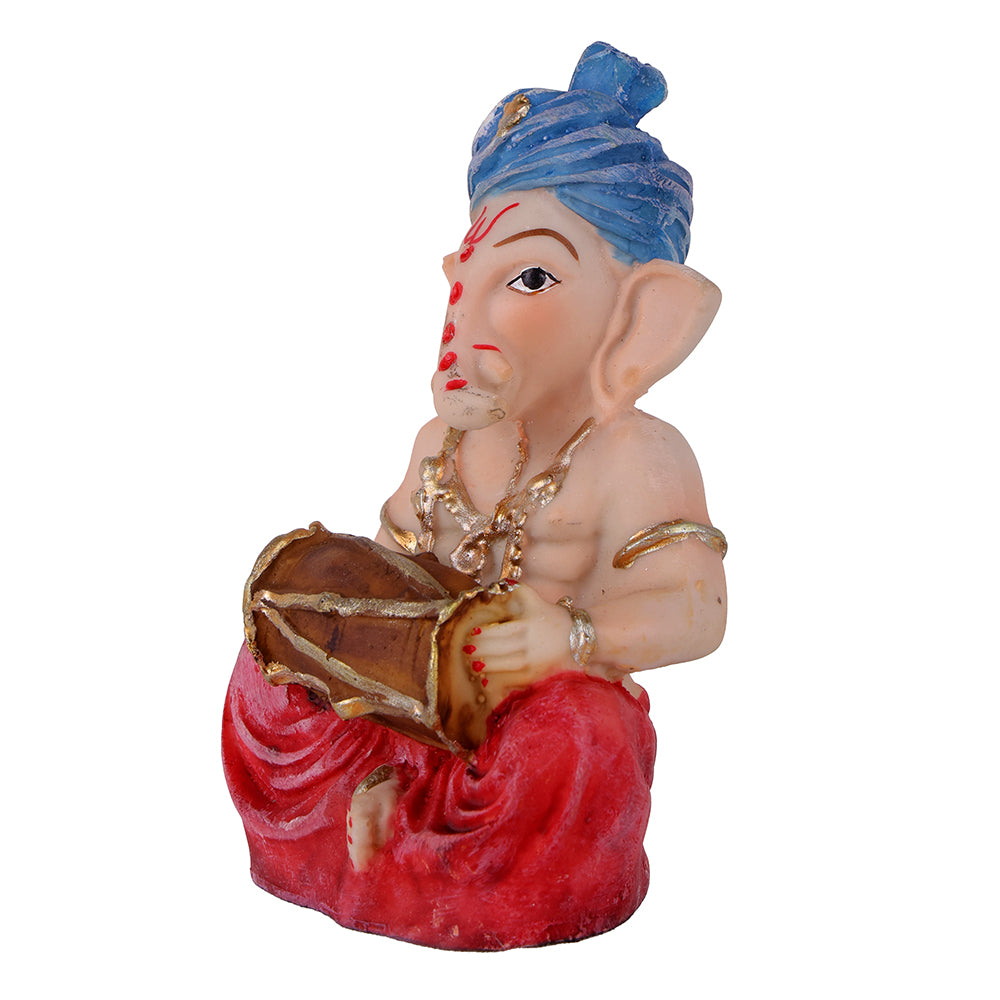 Hand-Painted Blue Turban Resin Ganesh Statue