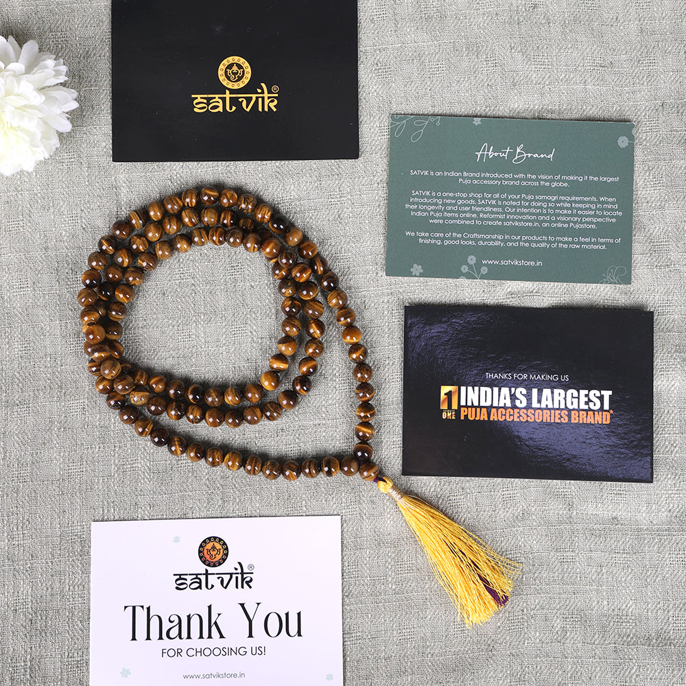 108 Beads Tiger Eye Jaap Mala - Power & Protection Crystal