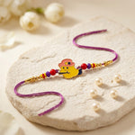 Cute Yellow Bird with Pink Hat Enamel Kids Rakhi