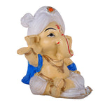 Premium Hand-Painted Bal Ganpati Turban Resin Statue