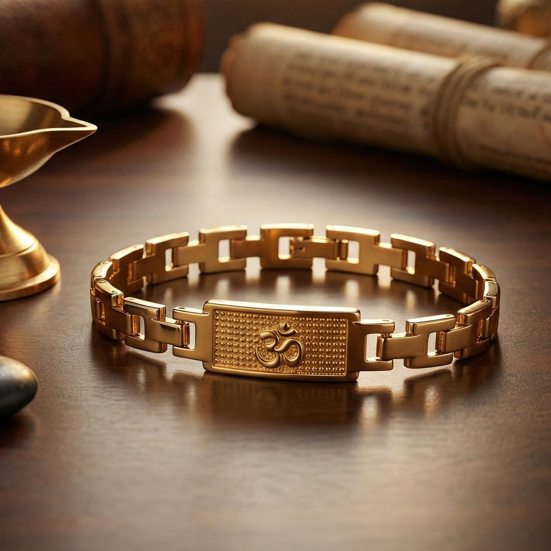 Om Bracelet Gold Plated Minimal Spiritual Premium IGP Coating