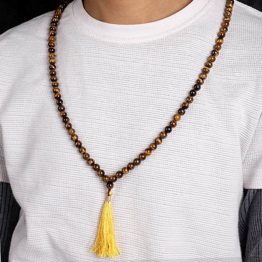 108 Beads Tiger Eye Jaap Mala - Power & Protection Crystal