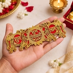 Royal Elephant Motif Gold & Red Shubh Deepawali Door Plaque