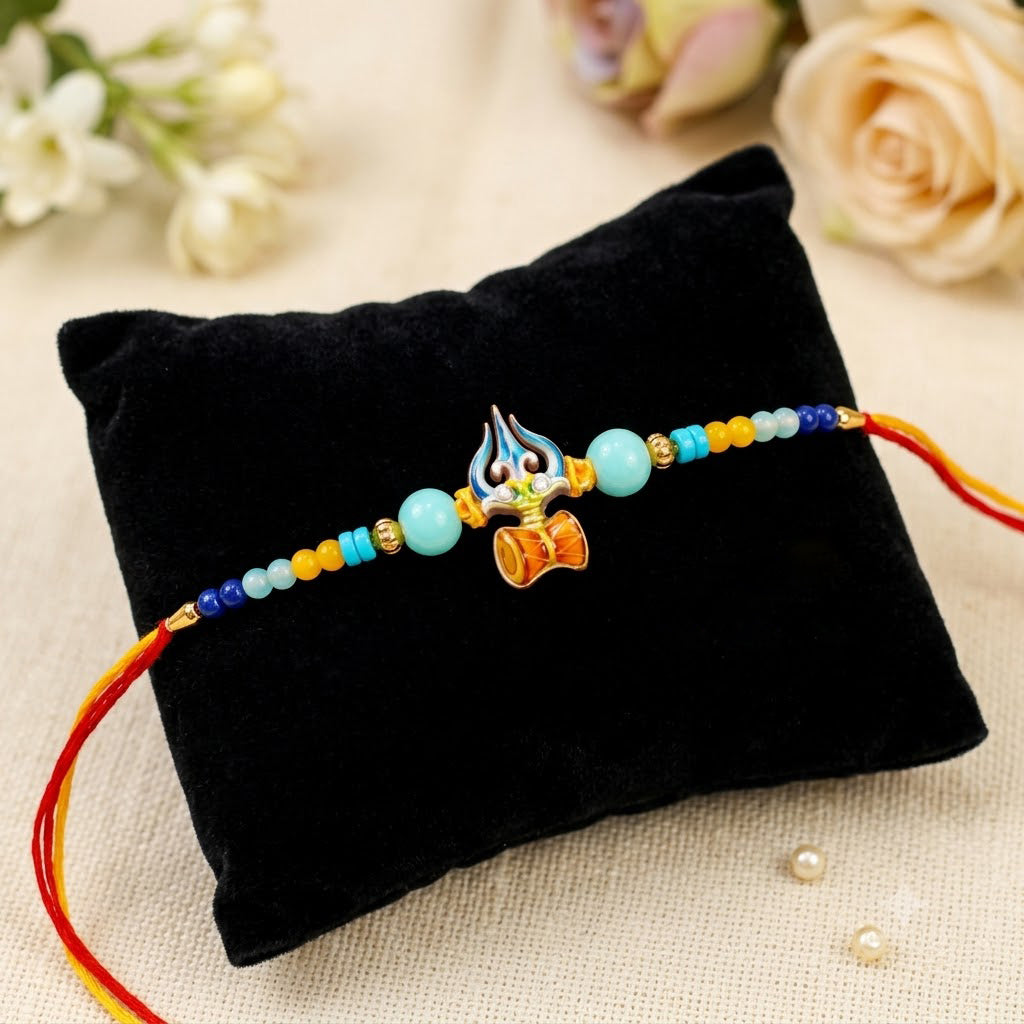Auspicious Trishul Damru Symbol Kids Rakhi