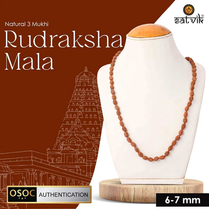 Original 3 Mukhi Rudraksha Mala – 108 Beads for Confidence, Healing & Inner Purification.India’s Premium Jap Mala Store - www.satvikstore.in