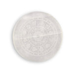 Selenite Crystal Recharging Plate with Zodiac Sign Spiritual Tool