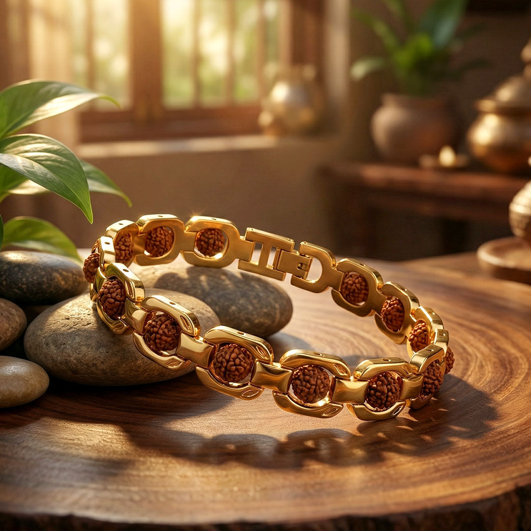 Rudraksha Bracelet Gold Plated Premium IGP Coating