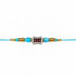 Auspicious Red and White Stone Studded Designer Rakhi