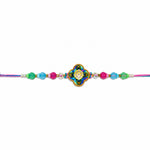 Handcrafted Peacock Feather Motif Meenakari Design Rakhi