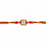 Traditional Red and Gold Swastik Motif Rakhi