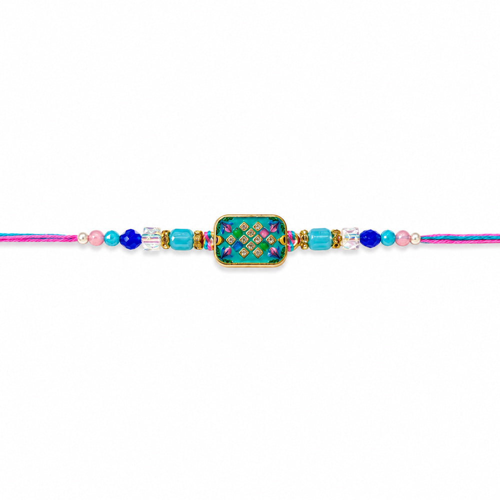 Elegance Rectangular Mosaic Enamel Designer Rakhi