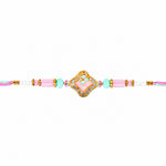 Elegant Pastel Pink and Mint Green Crystal Designer Rakhi