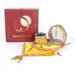 11 Pc Yellow Embroidery Karwa Chauth Thali Set
