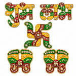 Enamel Work Shubh Labh and Charan Paduka Door Stickers