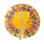 Size - 1 Laddu Gopal Yellow Dress with Golden Pleated Border