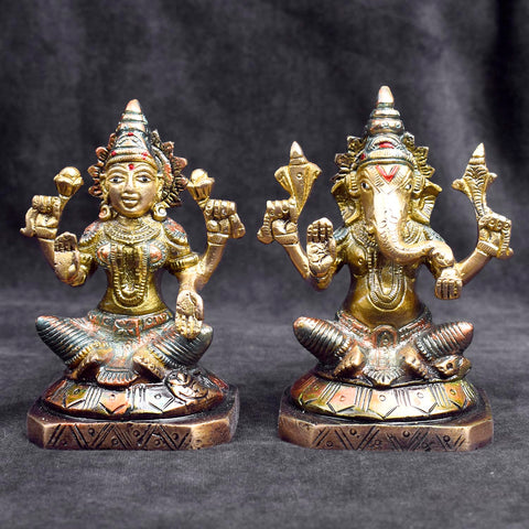Beautiful handcrafted brass Lakshmi Ganesh idol for home temple and festive pooja. India’s Largest Brass Idols Brand - www.satvikstore.in