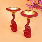 Multicolor Elephant Diya Metal Table Dia Laxmi Candle Tea Light Holder (Pack of 4)