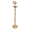 52 Inch Brass Kerala Peacock Samai Deepam Inauguration Lamp – Handcrafted Kerala samai deepam with a detailed peacock design, perfect for grand inaugurations, pooja ceremonies, and religious occasions. India’s Largest Pooja Accessories Brand – www.satvikstore.in

