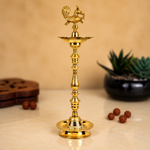 32 Inch Brass Kerala Peacock Samai Deepam Inauguration Lamp