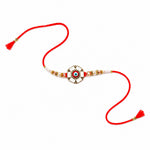 Elegance White Meenakari and Red Evil Eye Designer Rakhi