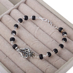 Silver Plated Karungali Bracelet with Om Trishul Charm