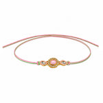Pastel Pink Oval Stone and Kundan Designer Rakhi