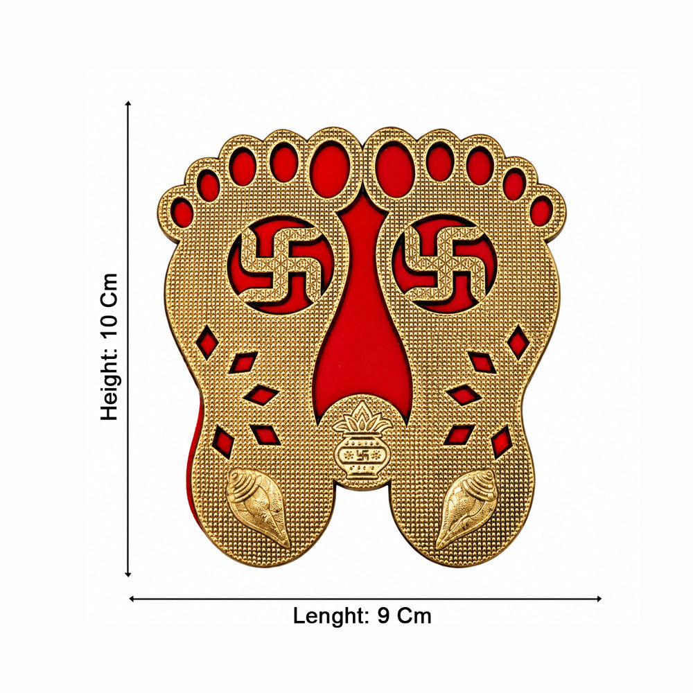 Gold & Red Charan Paduka Door Entrance Sticker