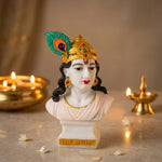 Premium Hand Painted Marble Dust Krishna Bust Statue