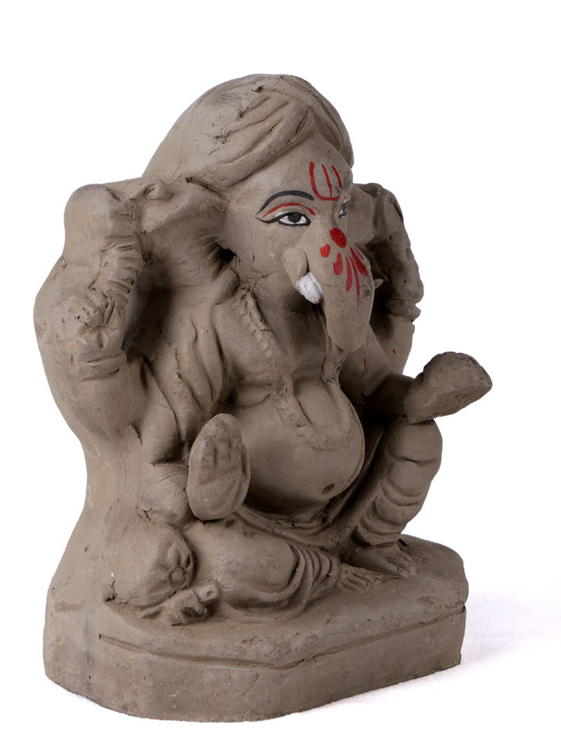 6 Inch Traditional Eco-Friendly Ganesha Idol in Lalitāsana Pose