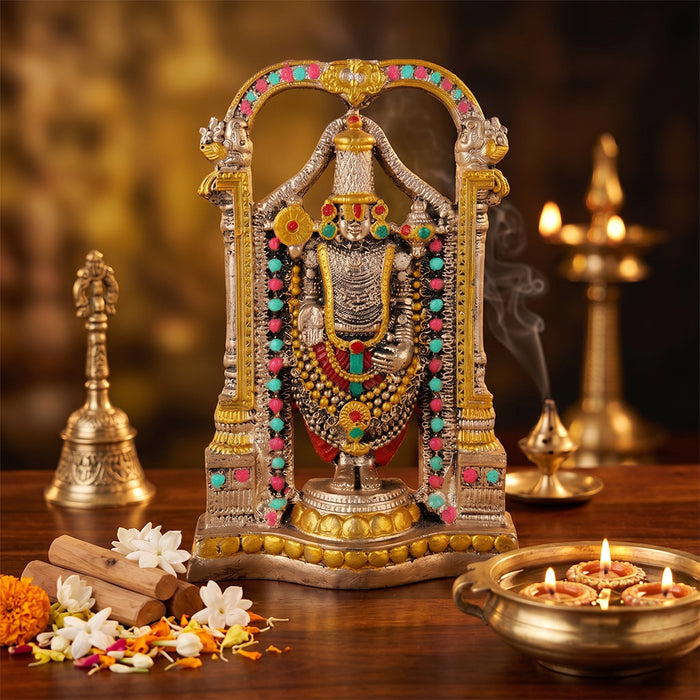 Premium Antique Gold Tirupati Balaji Resin Statue
