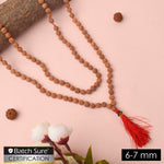 6-7mm Rudraksha Mala with neatly knotted natural beads, ideal for daily Jaap, mantra chanting, and meditation practice. India’s Premium Jap Mala Store - www.satvikstore.in