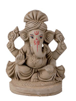 6 Inch Traditional Eco-Friendly Natural Clay Ganesha Idol with Pagdi