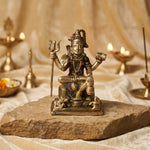 6 Inch Premium Brass Shiv Idol – Finely Crafted Statue of Lord Shiva Depicting Serenity and Power, Ideal for Home Temple, Meditation Space, and Spiritual Decor. No.1 Brass Idol Store www.satvikstore.in 