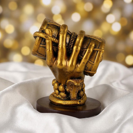 Golden Shiva Hand with Damru Resin Idol Figurine
