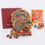 11 Pc Multicolor Thread Work Karwa Chauth Thali Set