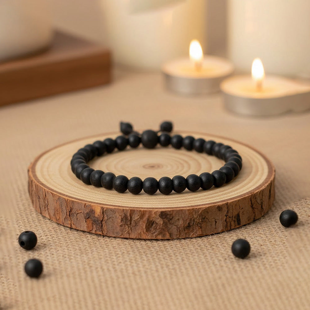 Original Karungali bracelet made from natural ebony wood for protection and positivity.