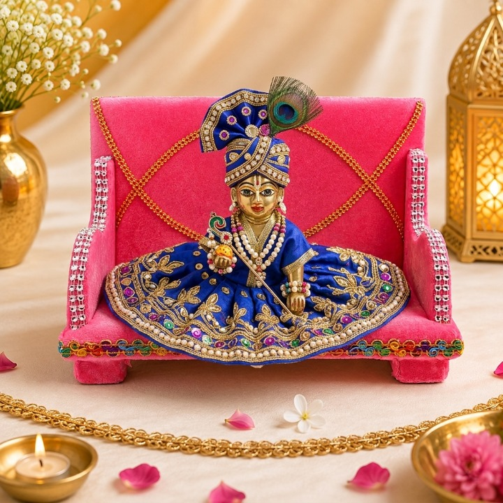 Luxurious Laddu Gopal's Velvet Singhasan
