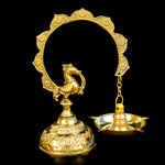 7.5-8 Inch Hanging Morkiran Peacock Brass Diya - Kerala Deepam