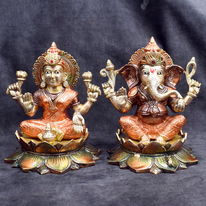 Beautiful handcrafted brass Lakshmi Ganesh idol for home temple and festive pooja. India’s Largest Brass Idols Brand - www.satvikstore.in