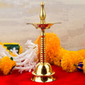 7.6 Inch Elegant Brass Kerala Inauguration Diya – Handcrafted brass diya perfect for inaugurations, pooja ceremonies, and sacred events, adding elegance and divine blessings to your space. India’s Largest Pooja Accessories Brand – www.satvikstore.in