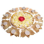 Lotus Petals Shape Metal Urli With Tea Light