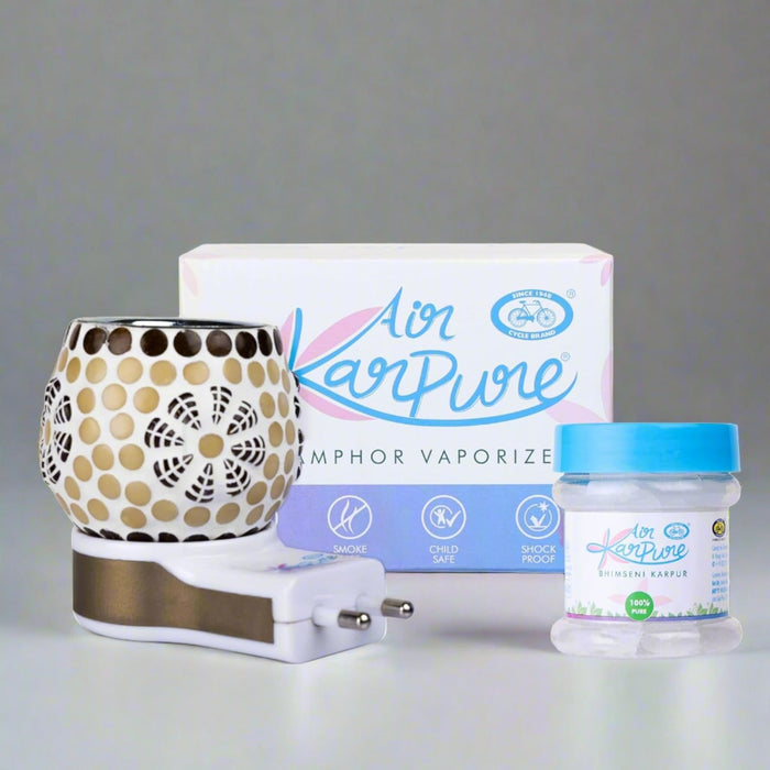 Camphor Vaporizer (Premium) with Camphor Tablets & Bhimseni Camphor 50 gm